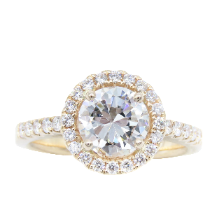 Solitaire en Or rose 18 Cts avec Diamant brillant 1.31 Cts G-SI2 + 0.35 Cts.