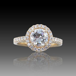 Solitaire en Or rose 18 Cts avec Diamant brillant 1.31 Cts G-SI2 + 0.35 Cts.