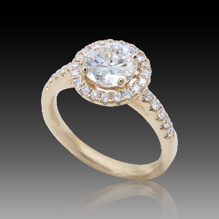 Solitaire en Or rose 18 Cts avec Diamant brillant 1.31 Cts G-SI2 + 0.35 Cts.