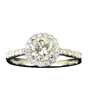 Solitaire en Or gris 18 Cts avec Diamant brillant 0.93 Cts H-VS1 + 0.27 Cts.