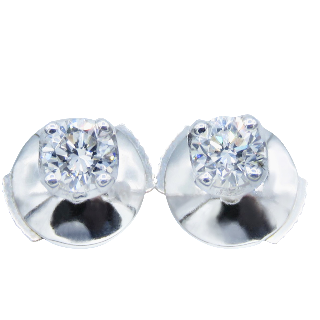 Puces d'oreilles or gris 18k avec 2 diamants de 0,18 Ct qualité G-VS.