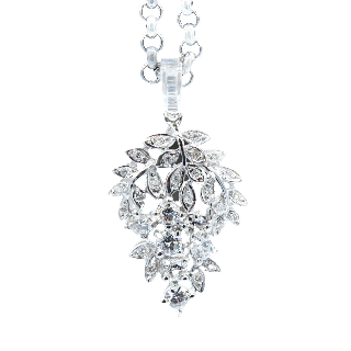 Collier Pendentif  Or Gris 18k et 1.0 carat de Diamants extrablancs.