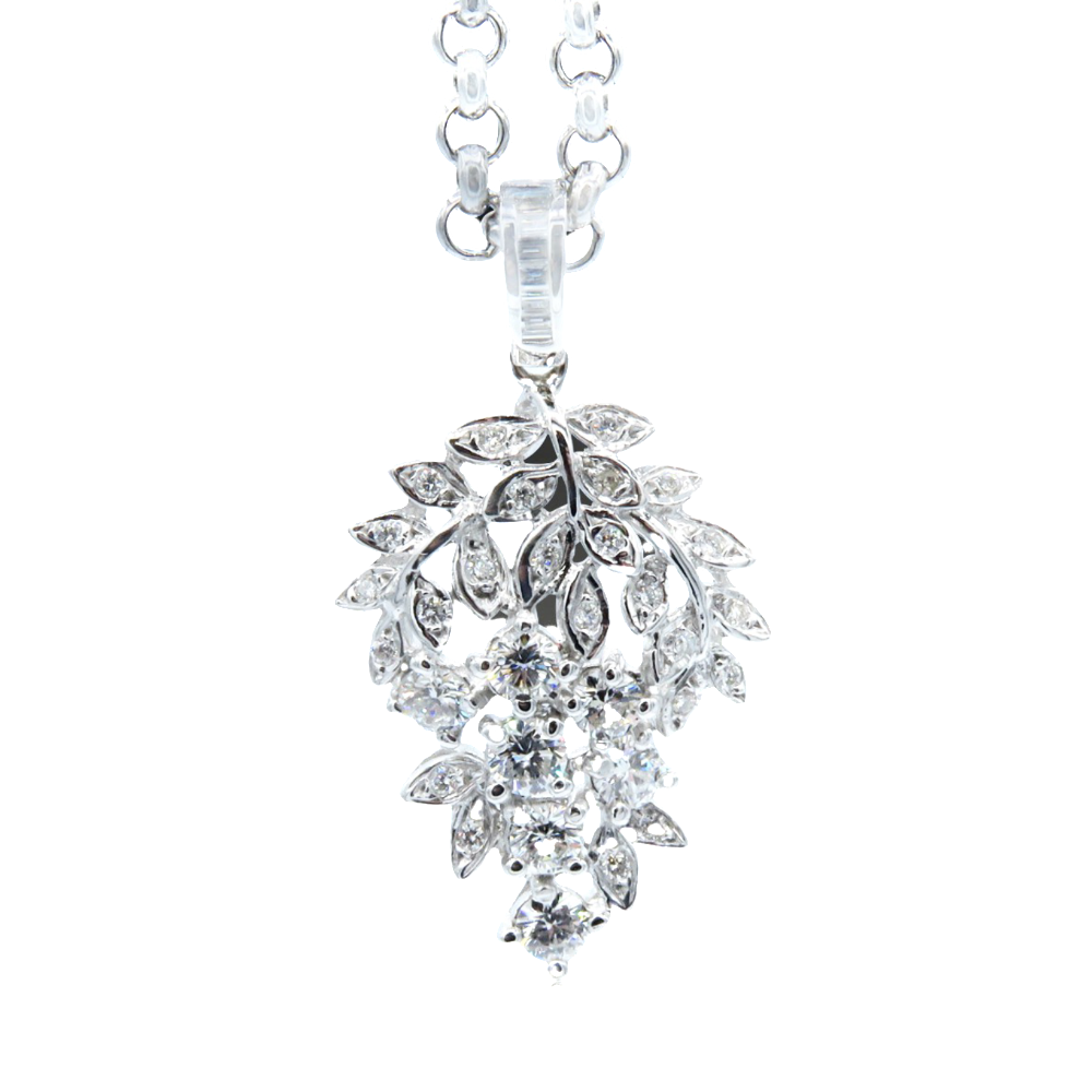 Collier Pendentif  Or Gris 18k et 1.0 carat de Diamants extrablancs.