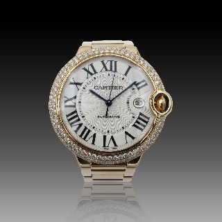 Montre Cartier Ballon Bleu GM Or rose 18K massif Diamants vers 2013 Automatique