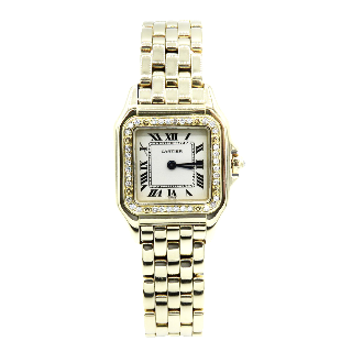 Montre Cartier dame "Panthère" Or 18k massif Diamants quartz Vers 1995.