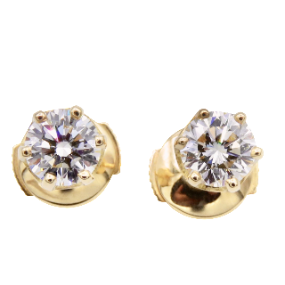 Puces d'oreilles Diamants 2 x 0.52 Cts G-VS en Or Jaune 18k 