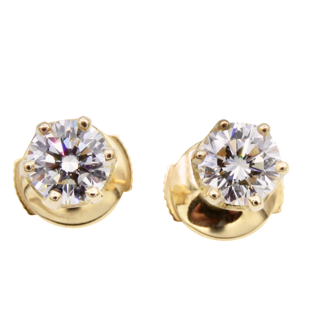 Puces d'oreilles Diamants 2 x 0.52 Cts G-VS en Or Jaune 18k 