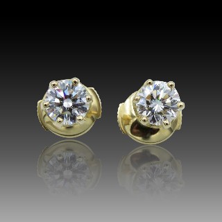 Puces d'oreilles Diamants 2 x 0.52 Cts G-VS en Or Jaune 18k 