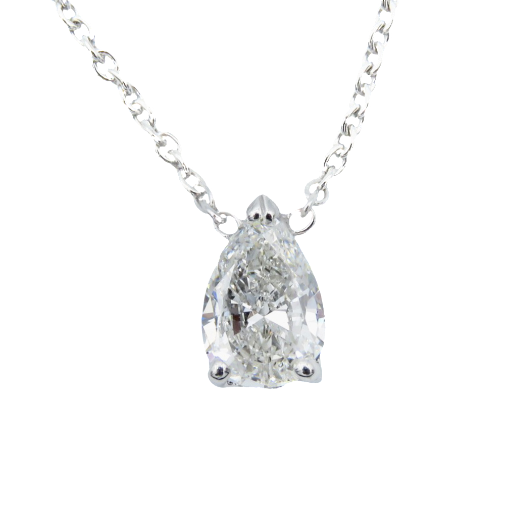 Collier pendentif  Diamant Poire de 0,90 Cts G-SI1. (GIA)