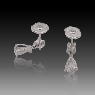 Boucles d'oreilles en Or gris 18k Diamants poire 0.60 Ct et 0.62 Ct D-VS1 et IF