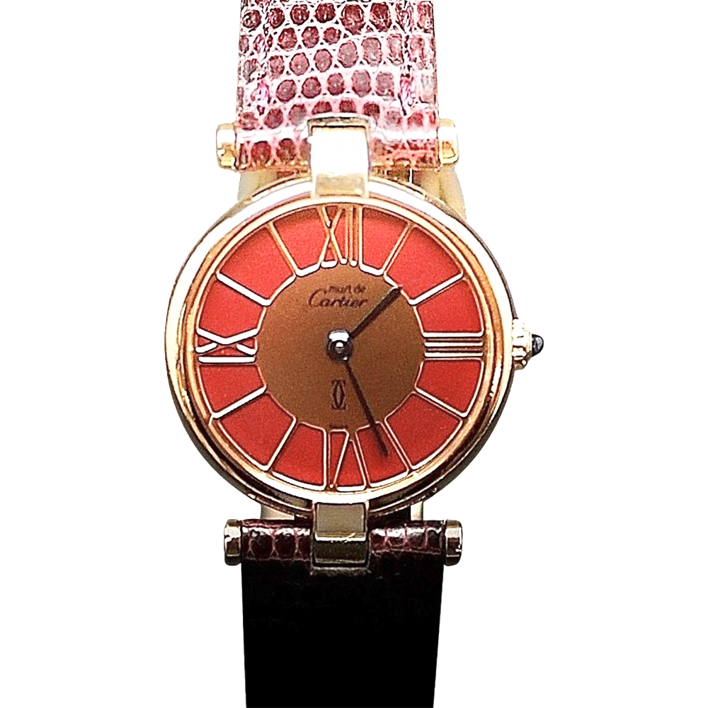 Montre Cartier Dame "Must Ronde" Vermeil Vers 1990. Quartz Montre Cartier Dame "Must Ronde" Vermeil Vers 1990. Quartz
