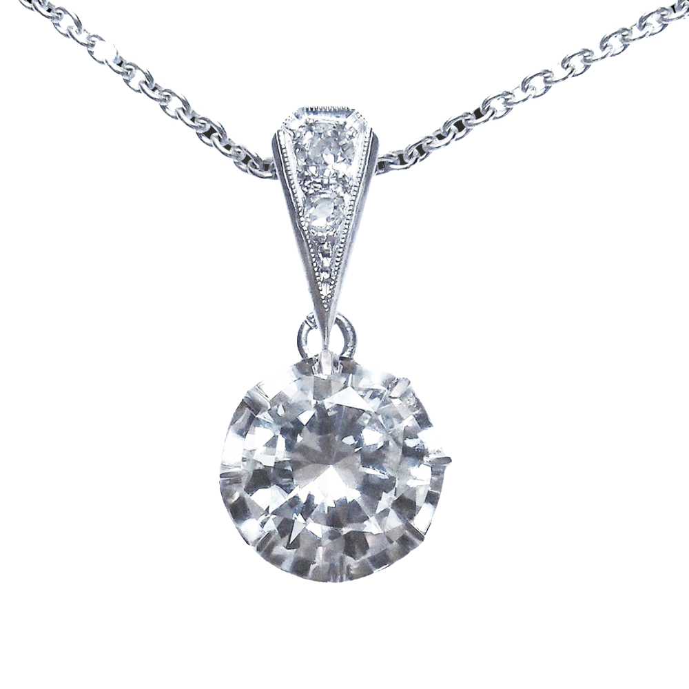  Pendentif en or gris 18k et Platine avec Diamant de 2.23 Cts I-SI2 (LFG)