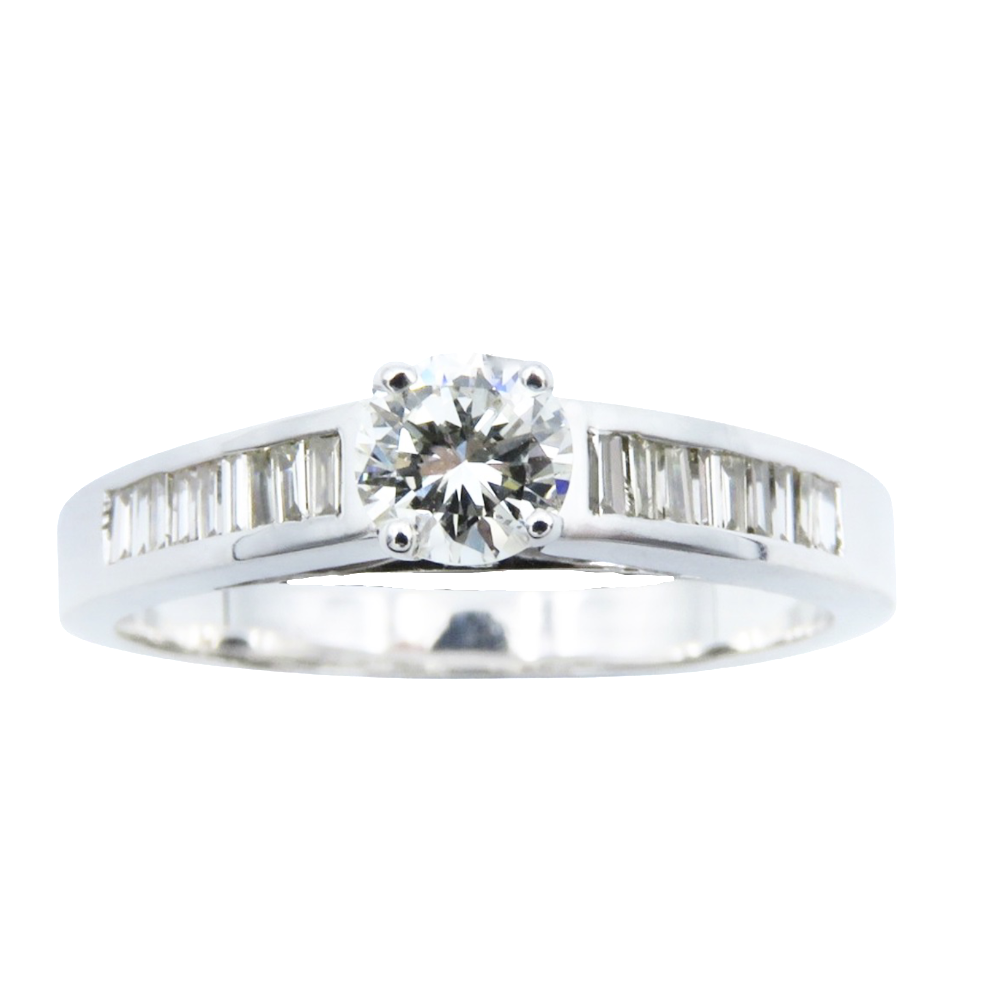 Solitaire Diamant brillant 0.36 Cts G-VS en Or 18 Cts + 0.25 Cts.