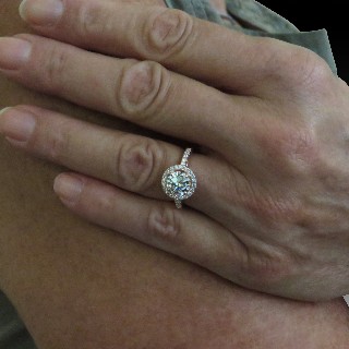 Solitaire en Or rose 18 Cts avec Diamant brillant 1.26 Cts J-SI1 + 0.35 Cts.