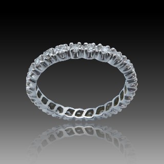 Alliance or gris 18K avec 0.75 Cts Diamants H-VS . Taille 55.