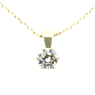 Collier Pendentif Diamant de 0.64 Cts G-VS2 . Or jaune 18 Cts. 