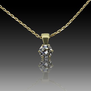 Collier Pendentif Diamant de 0.64 Cts G-VS2 . Or jaune 18 Cts. 