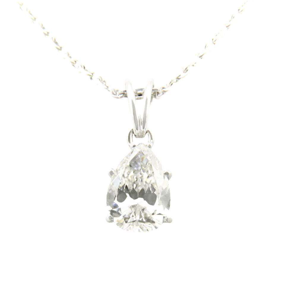 Collier pendentif  Diamant Poire de 1.69 Cts F-SI2. (HRD)