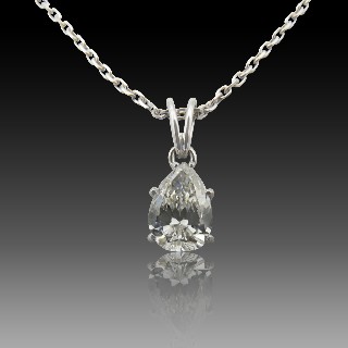 Collier pendentif  Diamant Poire de 1.69 Cts F-SI2. (HRD)