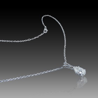 Collier pendentif  Diamant Poire de 1.69 Cts F-SI2. (HRD)