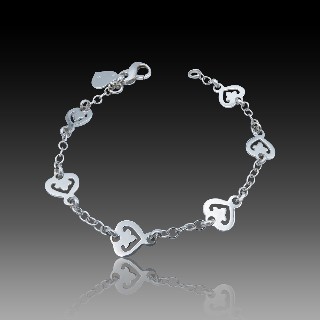 Bracelet O.J Perrin en Or gris 18k "Legende" 6 Coeurs de 2006.