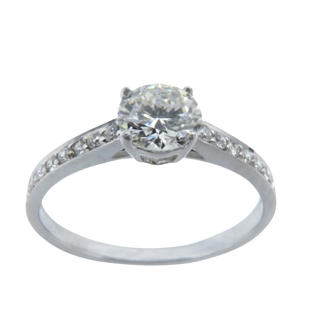 Solitaire Diamant brillant 0.41 Cts G-VS2 en Or 18 Cts + 0.13 Cts.