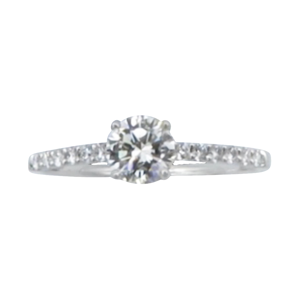 Solitaire Diamant brillant 0.49 Cts G-VS2 en Or 18 Cts + 0.12 Cts.