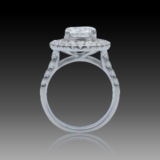 Solitaire en Or gris 18 Cts avec Diamant brillant 2.44 Cts F-VVS2 + 1.29 Cts.