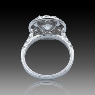 Solitaire en Or gris 18 Cts avec Diamant brillant 2.44 Cts F-VVS2 + 1.29 Cts.