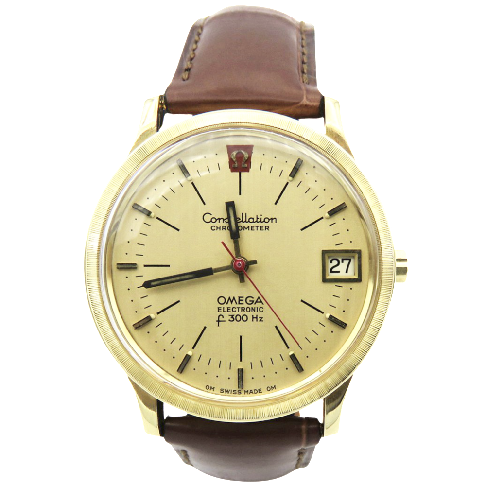 Montre Omega Constellation F300 en Or Jaune 18k vers 1970. Electronique