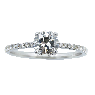 Solitaire Diamant brillant 0.67 Cts G-VS2 en Or 18 Cts + 0.16 Cts.