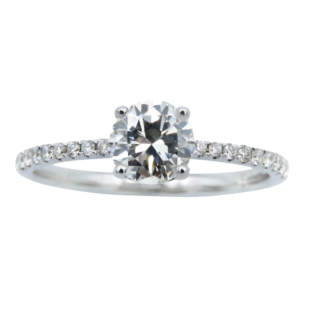 Solitaire Diamant brillant 0.67 Cts G-VS2 en Or 18 Cts + 0.16 Cts.