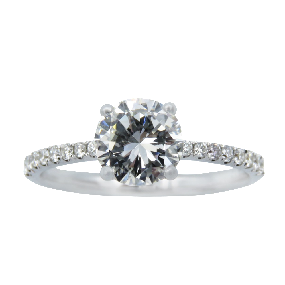 Solitaire Diamant brillant 1.06 Cts H-IF en Or 18 Cts + 0.17 Cts.
