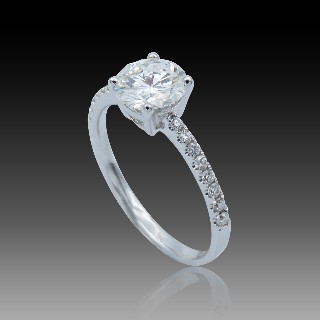 Solitaire Diamant brillant 1.06 Cts H-IF en Or 18 Cts + 0.17 Cts.