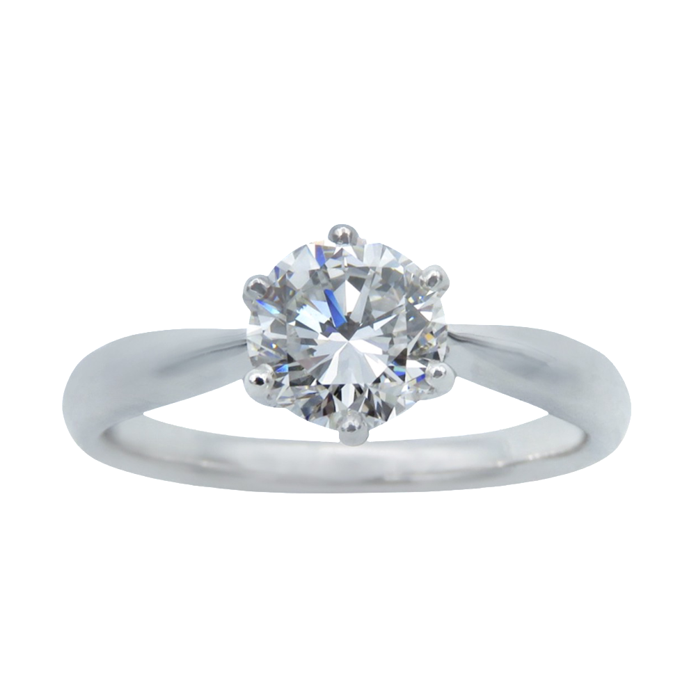 Solitaire Diamant 1.04 Cts F-VVS1 (HRD)  en Or 18 Cts . Taille 52-53.