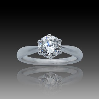 Solitaire Diamant 1.04 Cts F-VVS1(HRD) en Or 18 Cts . Taille 52-53.