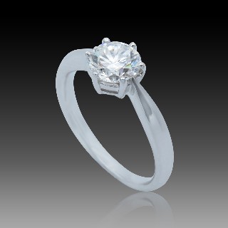 Solitaire Diamant 1.04 Cts F-VVS1(HRD) en Or 18 Cts . Taille 52-53.