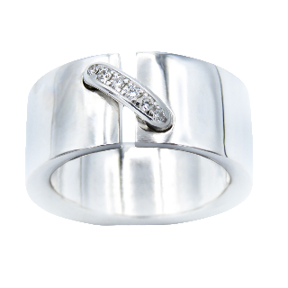 Bague Chaumet "Liens" Taille GM" en or gris 18k diamants. taille 52-53