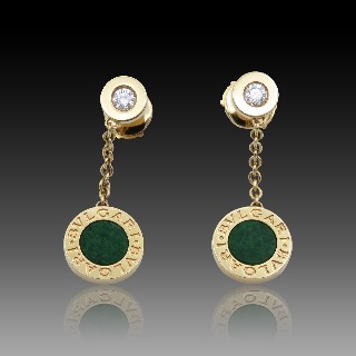 Boucles d'oreilles Bulgari Or rose 18k Diamants et Jades vers 2017