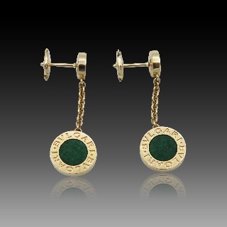 Boucles d'oreilles Bulgari Or rose 18k Diamants et Jades vers 2017