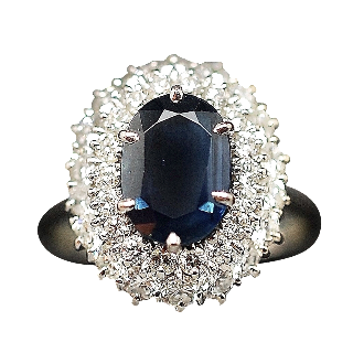 Bague en or gris 18k avec saphir fin et diamants .Taille 53 Bague en or gris 18k avec saphir fin et diamants .Taille 53