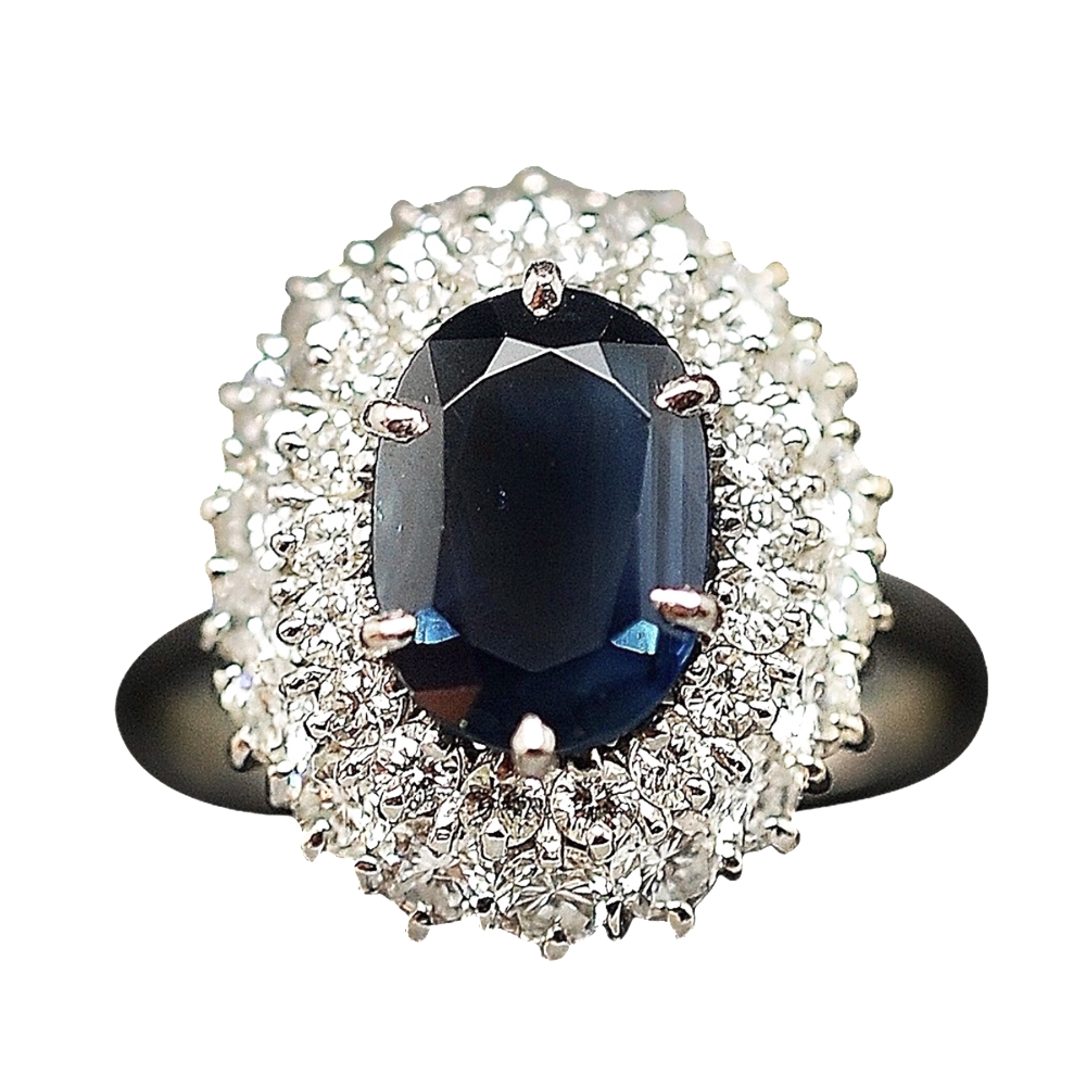 Bague en or gris 18k avec saphir fin et diamants .Taille 53 Bague en or gris 18k avec saphir fin et diamants .Taille 53