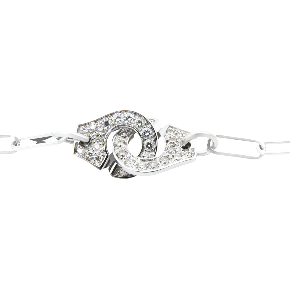 Collier Dinh Van Menottes R10  Or Gris 18 k et diamants