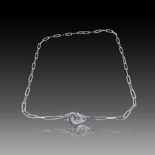 Bracelet Dinh Van Menottes R10  Or Gris 18 k et diamants .  
