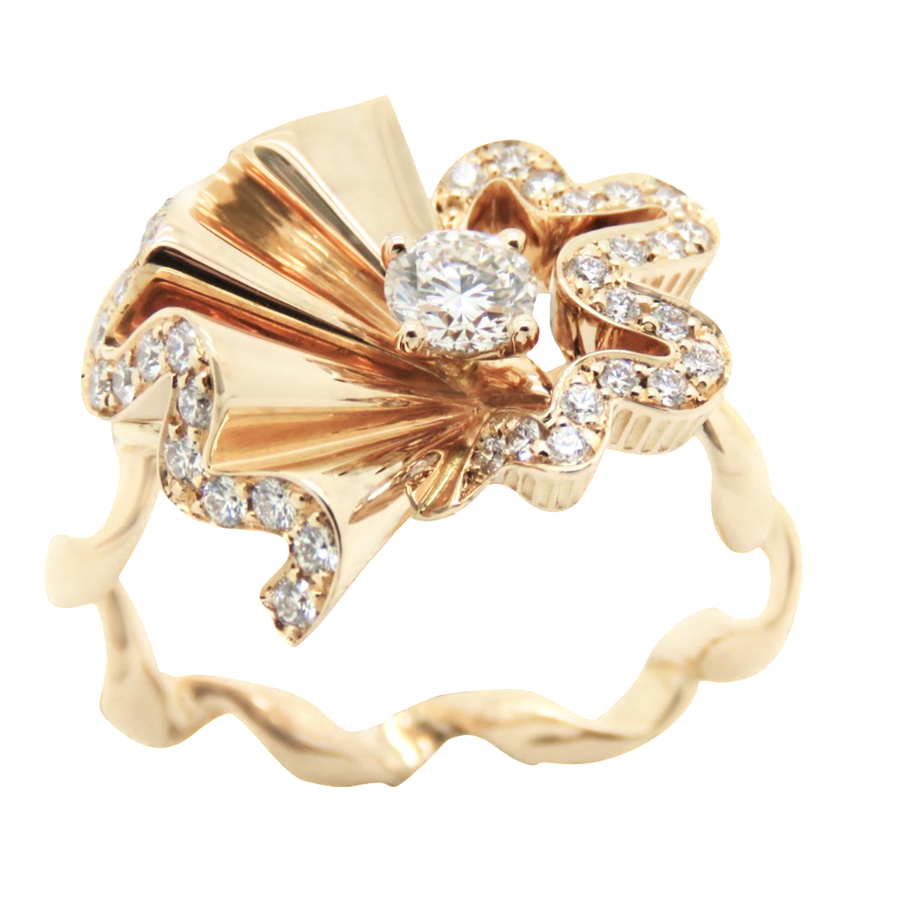 Bague Dior "Archi Dior Cocotte" en Or rose 18k de 2018.  Taille 50.  Full set 