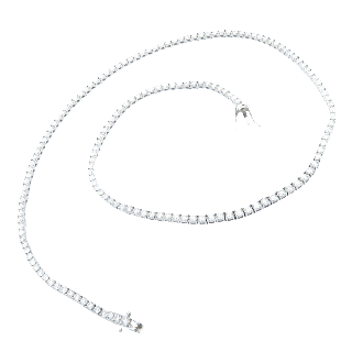 Collier "Rivière" ligne Diamants brillants 7,30 Cts G-VS en Or gris 18k. 42 cm