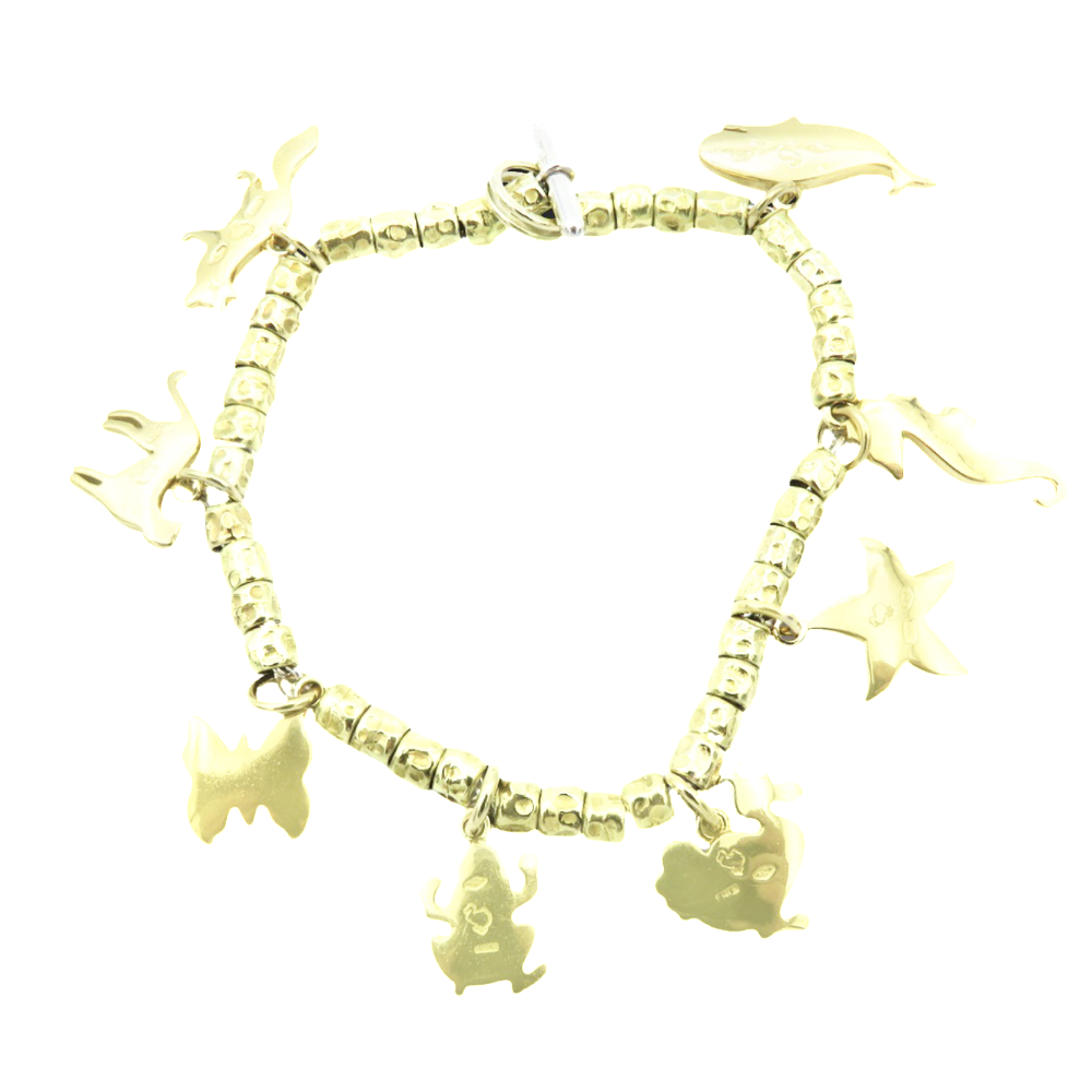 Bracelet DODO avec breloques en Or Jaune 18k . Poids 30,30 gr