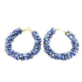 Boucles d'oreilles Créoles en Or jaune 18k et Saphirs Bruts Boucles d'oreilles Créoles en Or jaune 18k et Saphirs Bruts