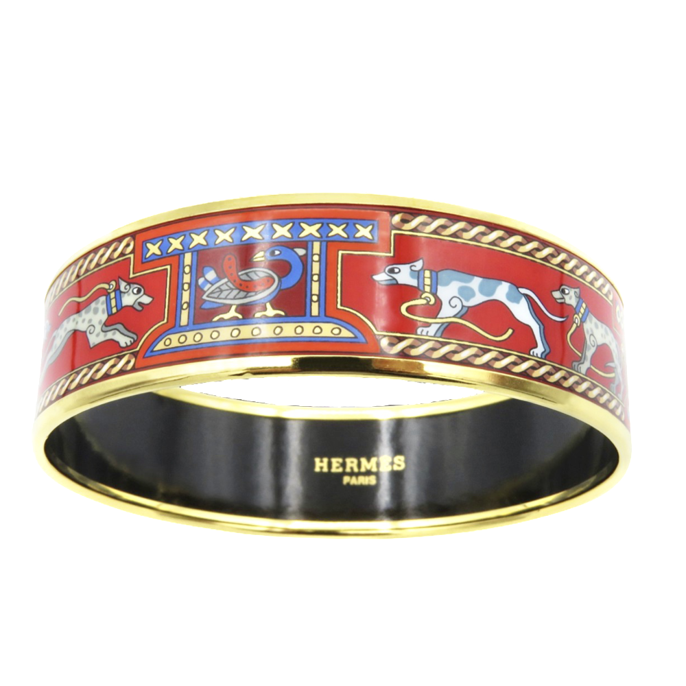 Bracelet Hermes en émail Imprimé Doré Prix Neuf : 470€. Moyen modèle Bracelet Hermes en émail Imprimé Doré Prix Neuf : 470€. Moyen modèle