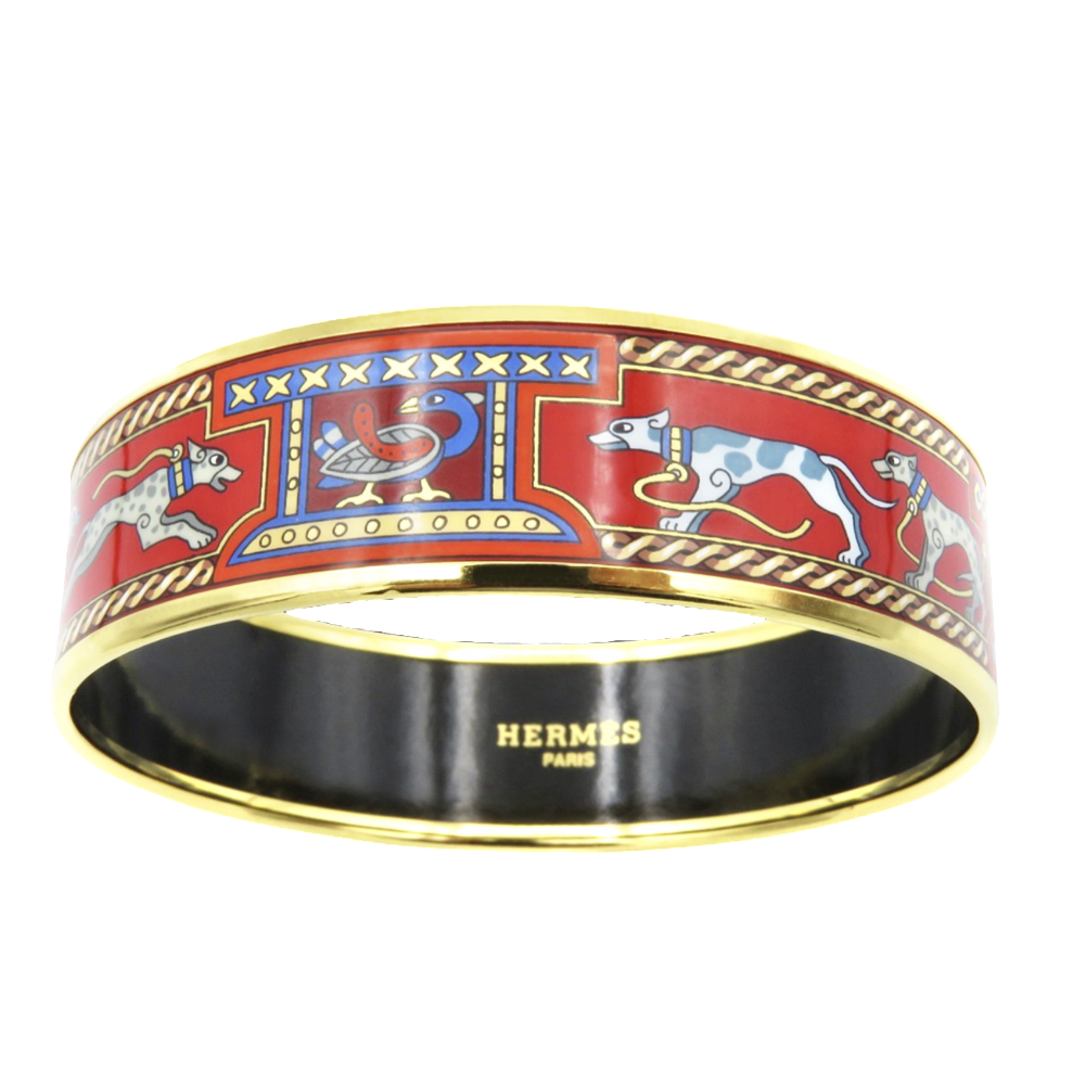 Bracelet Hermes en émail Imprimé Doré Prix Neuf : 470€. Moyen modèle